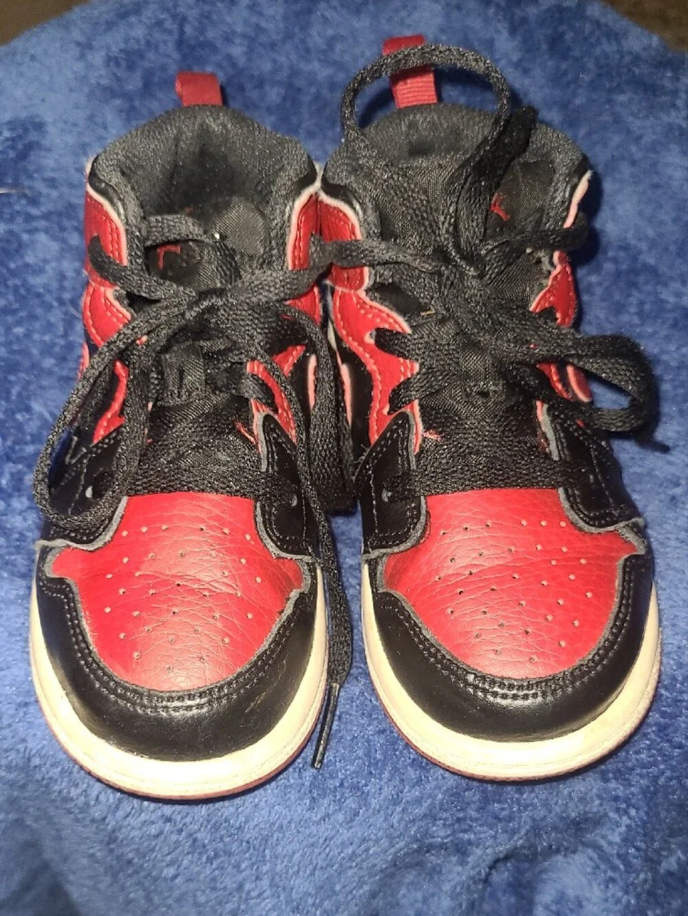 Air Jordan 1 Mid “Banned” Bred Toddler Baby Boy Shoes Size 9c - Picture 9 of 12